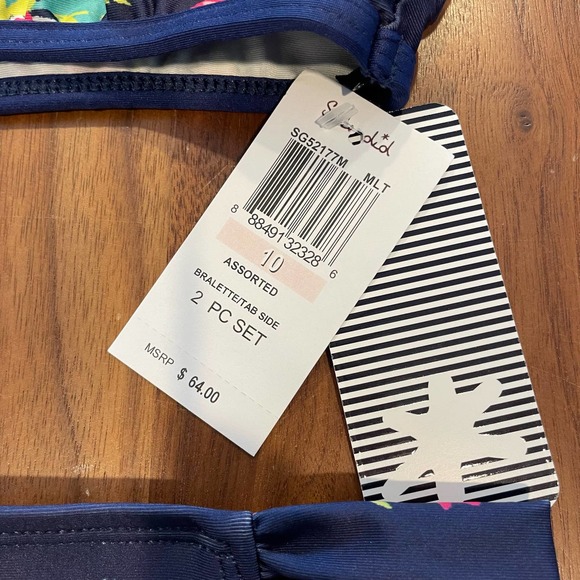 NWT Size 10 Splendid Navy Pink Bikini - Picture 3 of 3